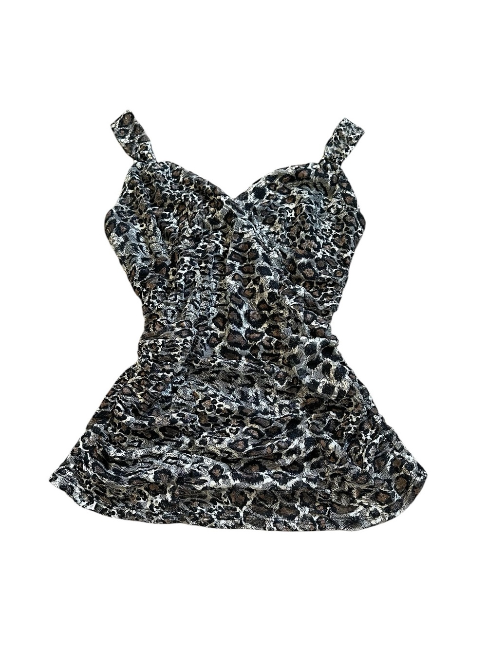 Express Mesh Lace Animal Print Babydoll Ruched Y2K Indie Sleaze Edgy Mob Wife
